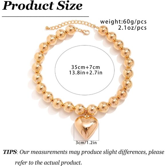 Elegant Chunky Gold Necklace with Heart & Pearl Accents - Perfect Gift - Picture 6 of 8